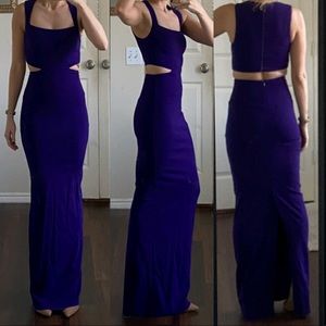 Indigo purple two piece side cut outs formal dress